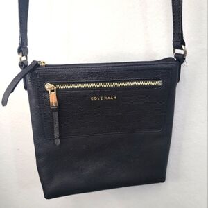 Cole Haan Acadia Pebbled Black Leather Crossbody Shoulder Bag Purse